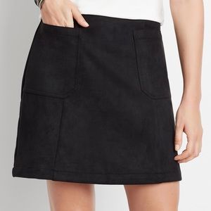 Maurices High Rise Black Faux Suede Pocket Skirt